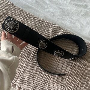 Ariat black leather belt with silver accents